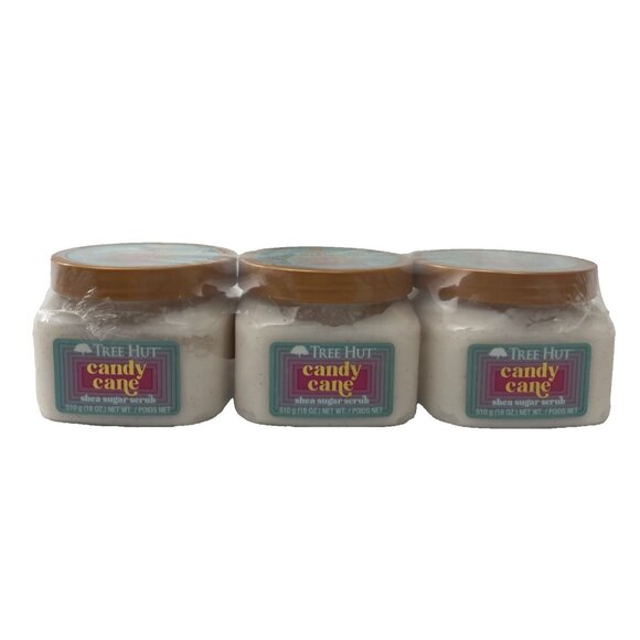 Lot of 3 Tree Hut CANDY CANE  Shea Sugar Exfoliating Hydrating Body Scrub 18 OZ - Picture 1 of 3